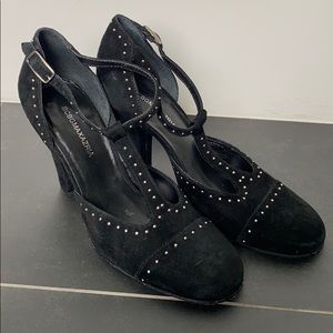 BCBG Black Suede Studded Heels